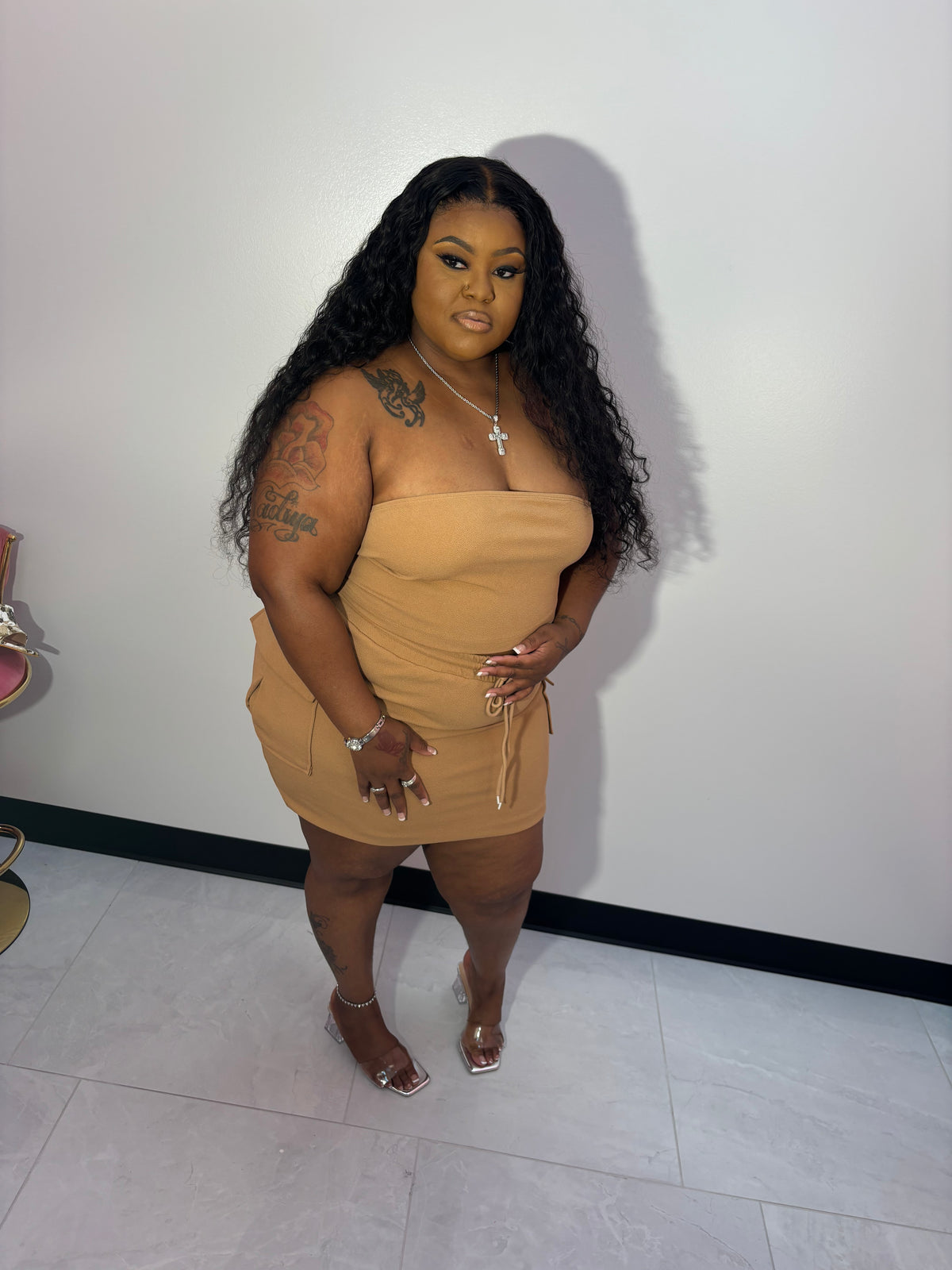 Plus size Cargo Skirt Set