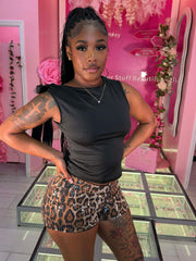 Cheetah Print Sequin Shorts