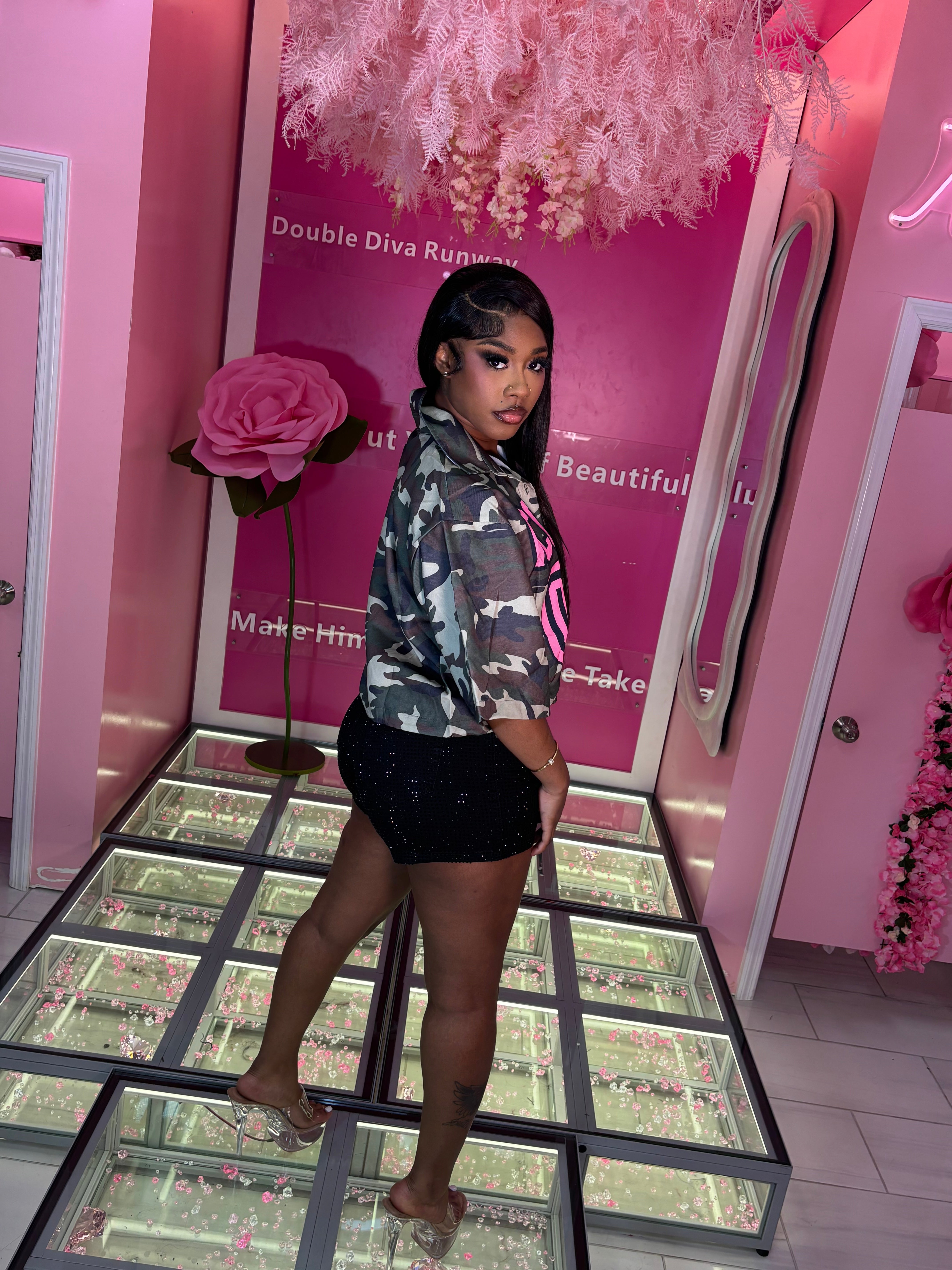 Camo Varsity Iconic Crop Jacket