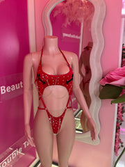 Dark red dance wear outfit