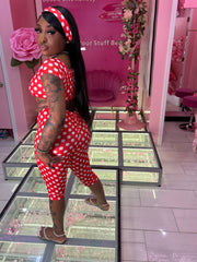 Off the shoulder Poka dot set w headband