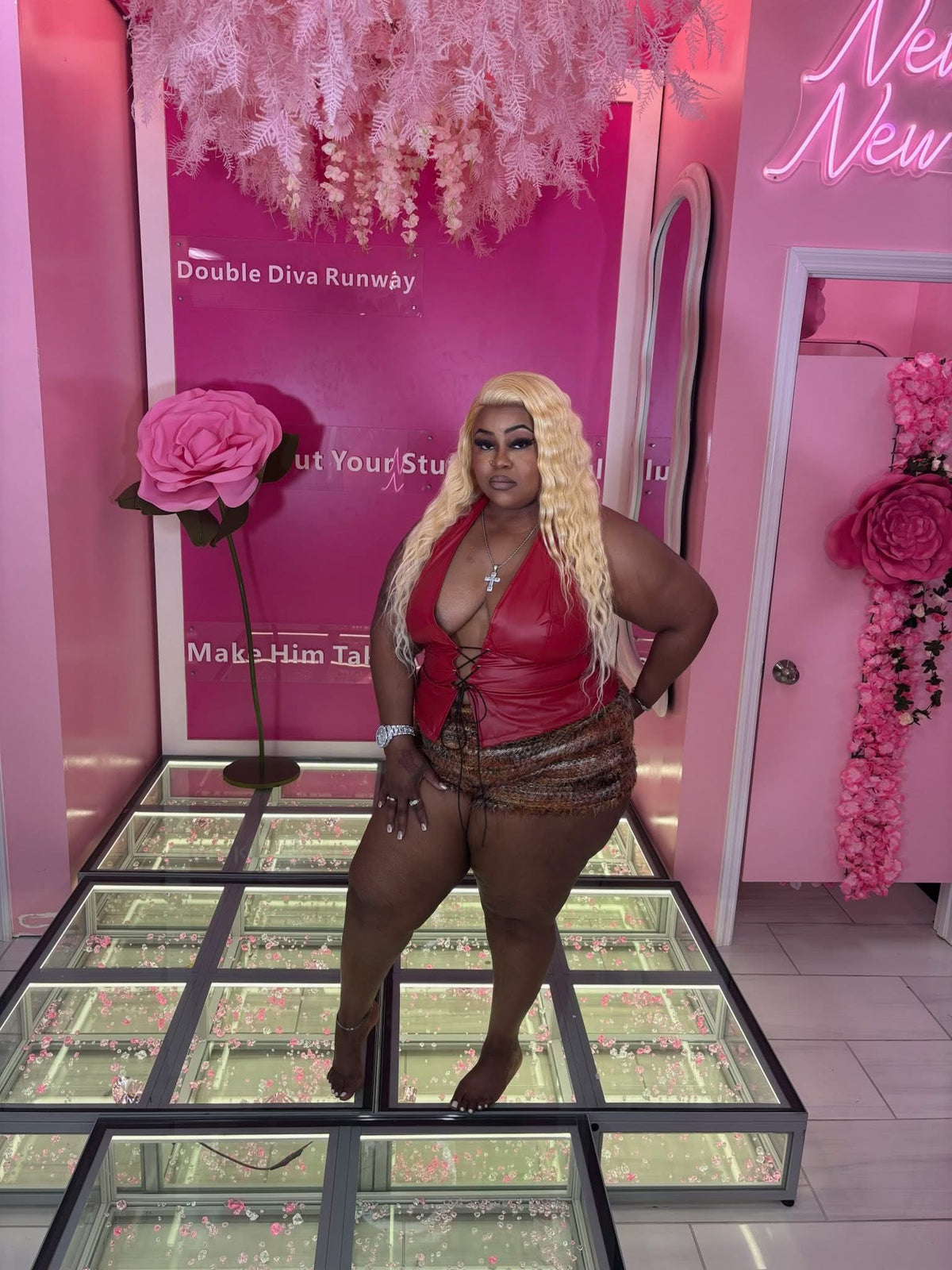Miss Thang Plus Fur Skirt and Corset Set