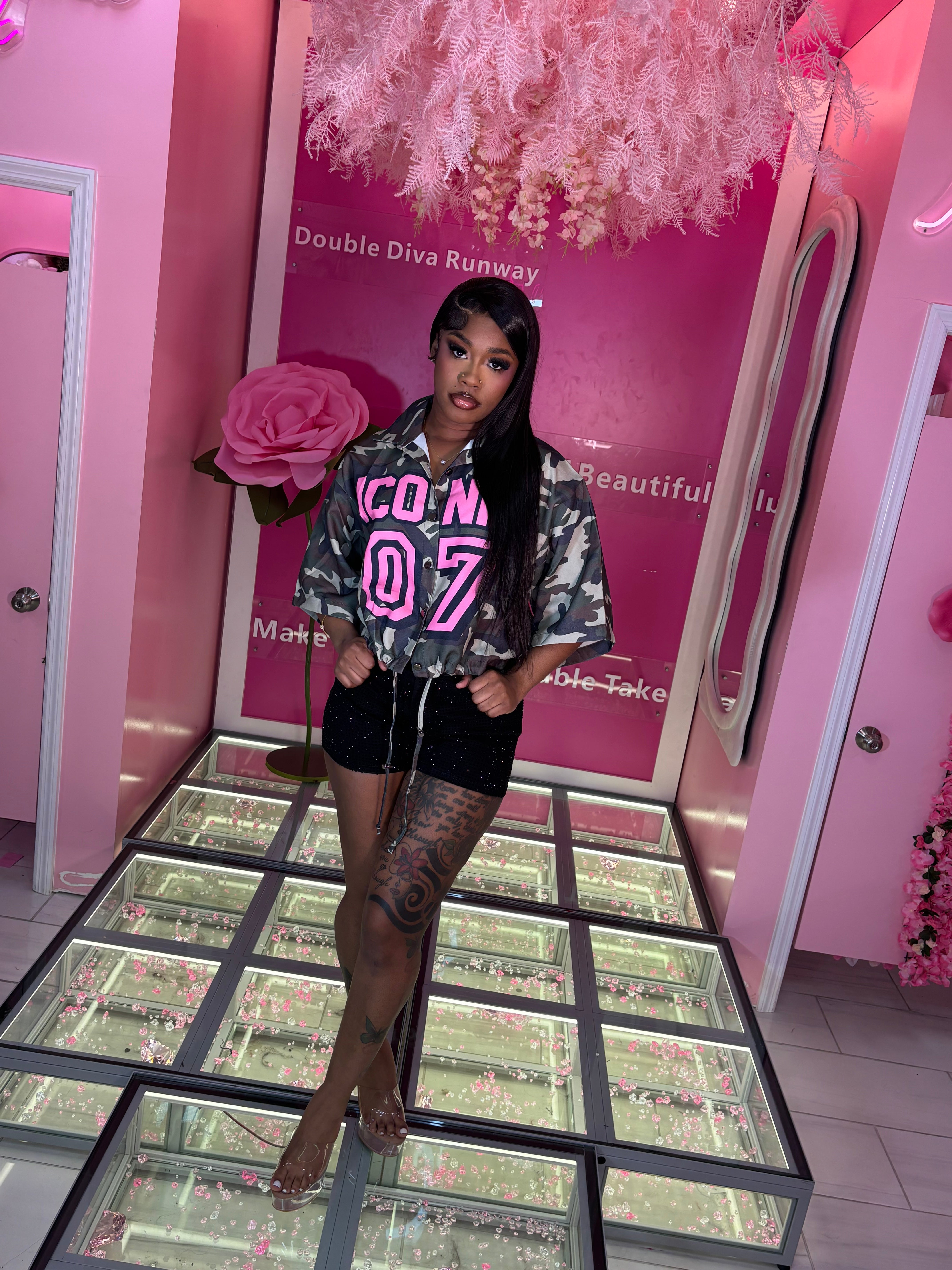 Camo Varsity Iconic Crop Jacket