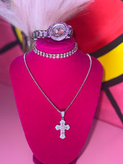 Pink cross Necklace set