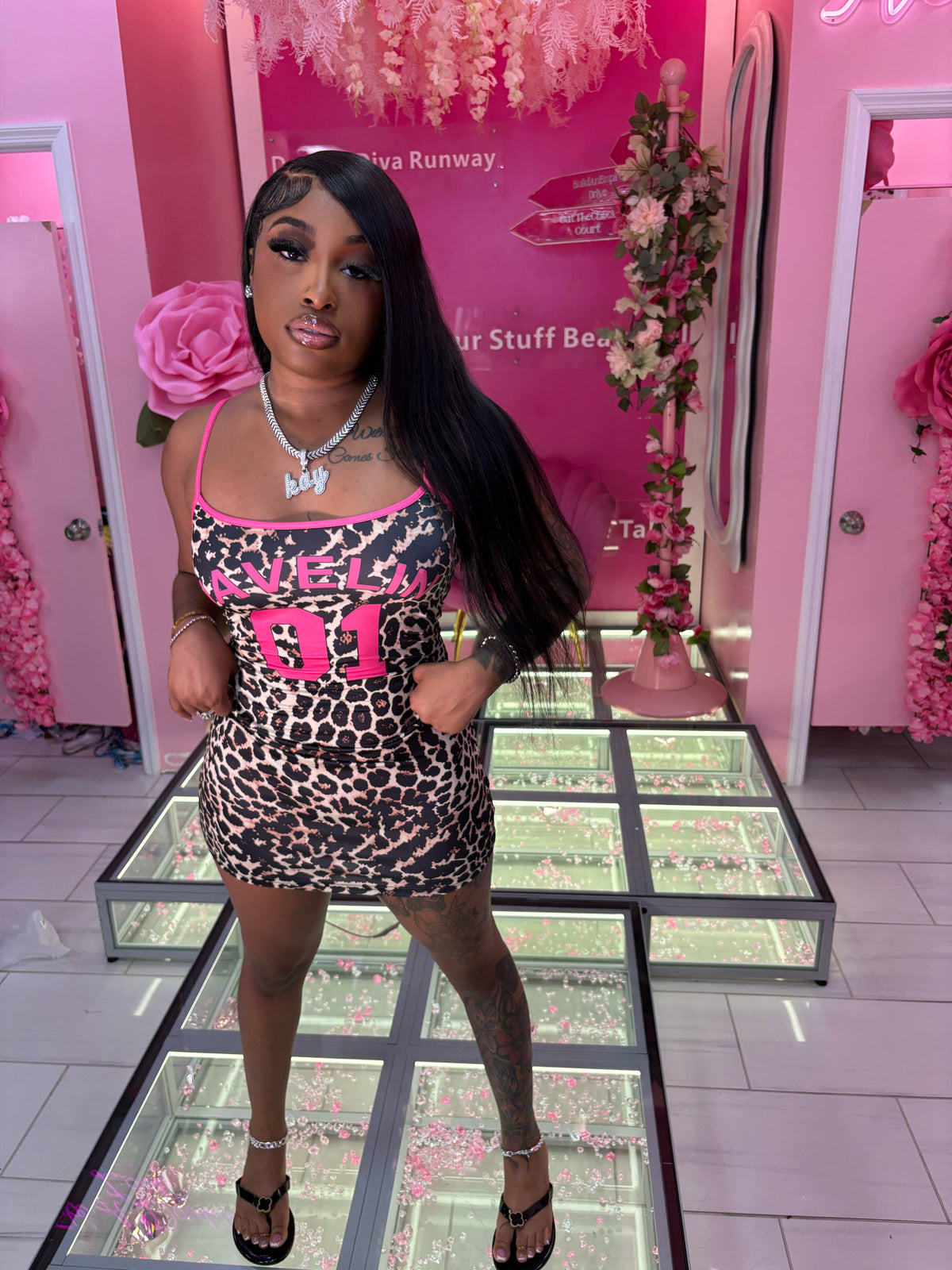 The 01 Bad Gal Cheetah Fitted Dress