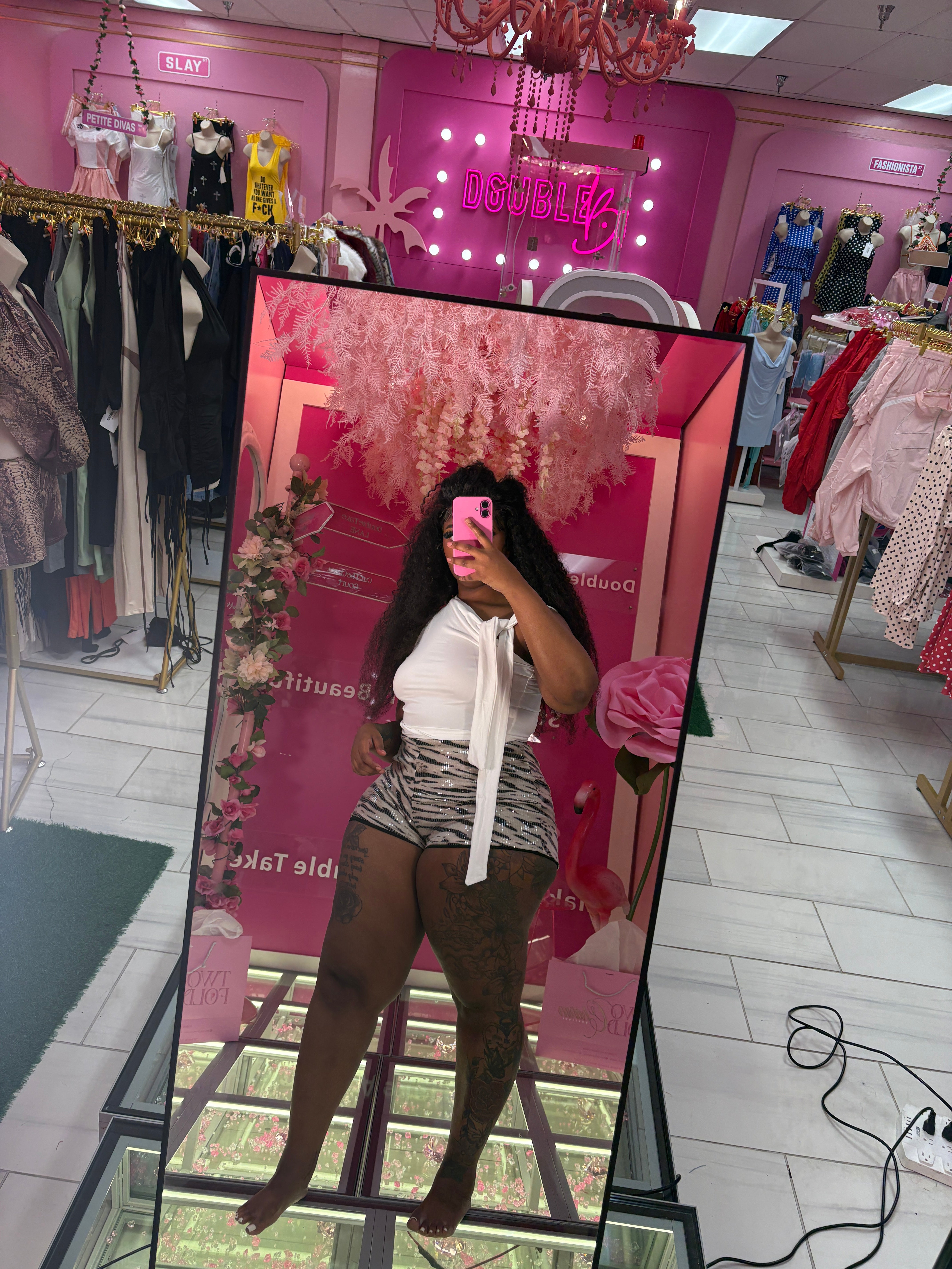 Zebra Print Sequin Shorts