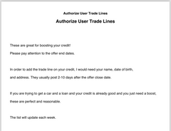 Authorize users Trade lines