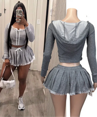 The Hooded Crop Skirt Set