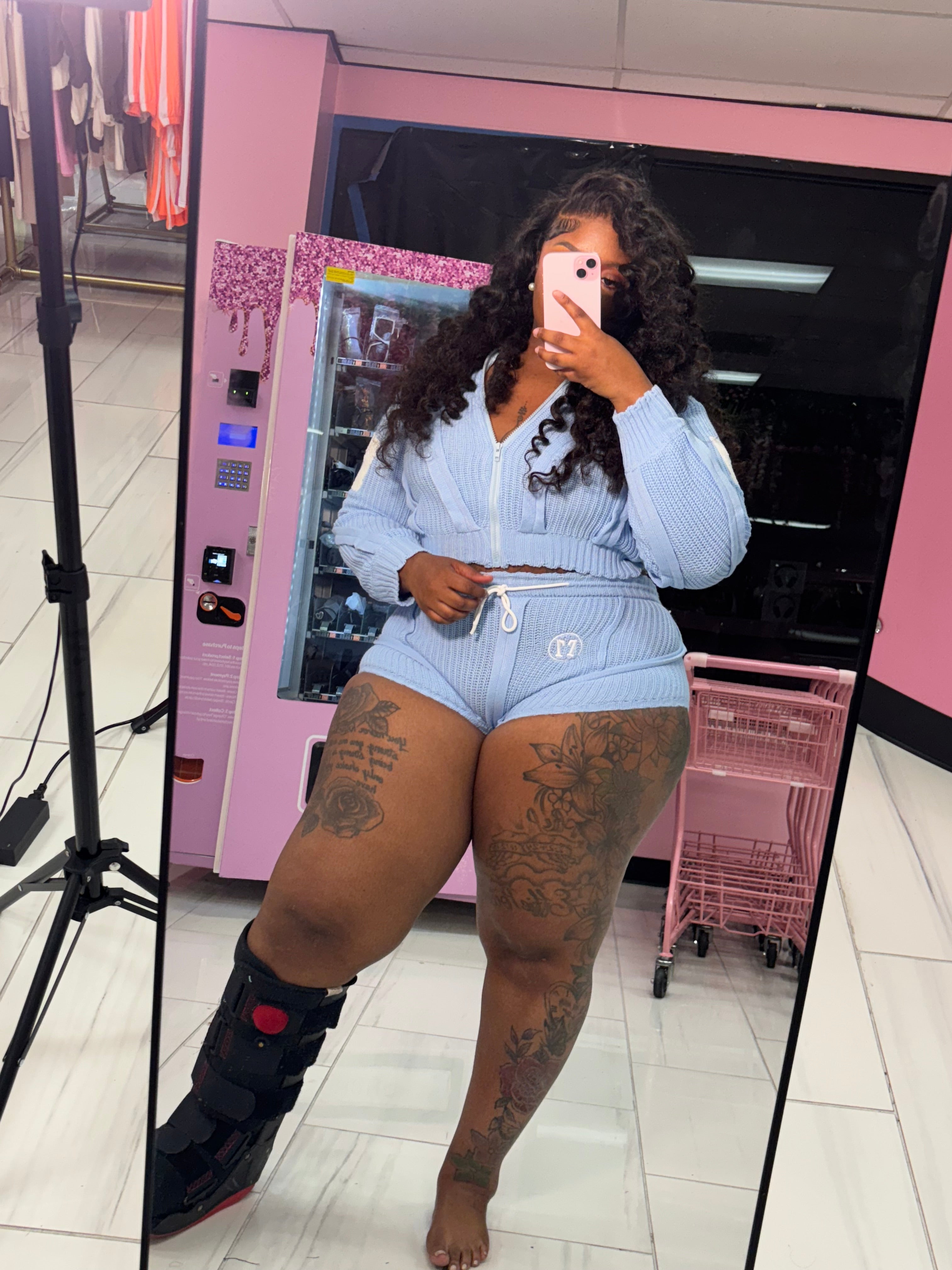 Sporty Sweater Short Set