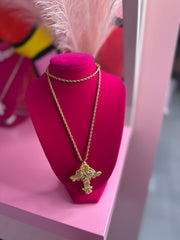 Rose cross gold chain