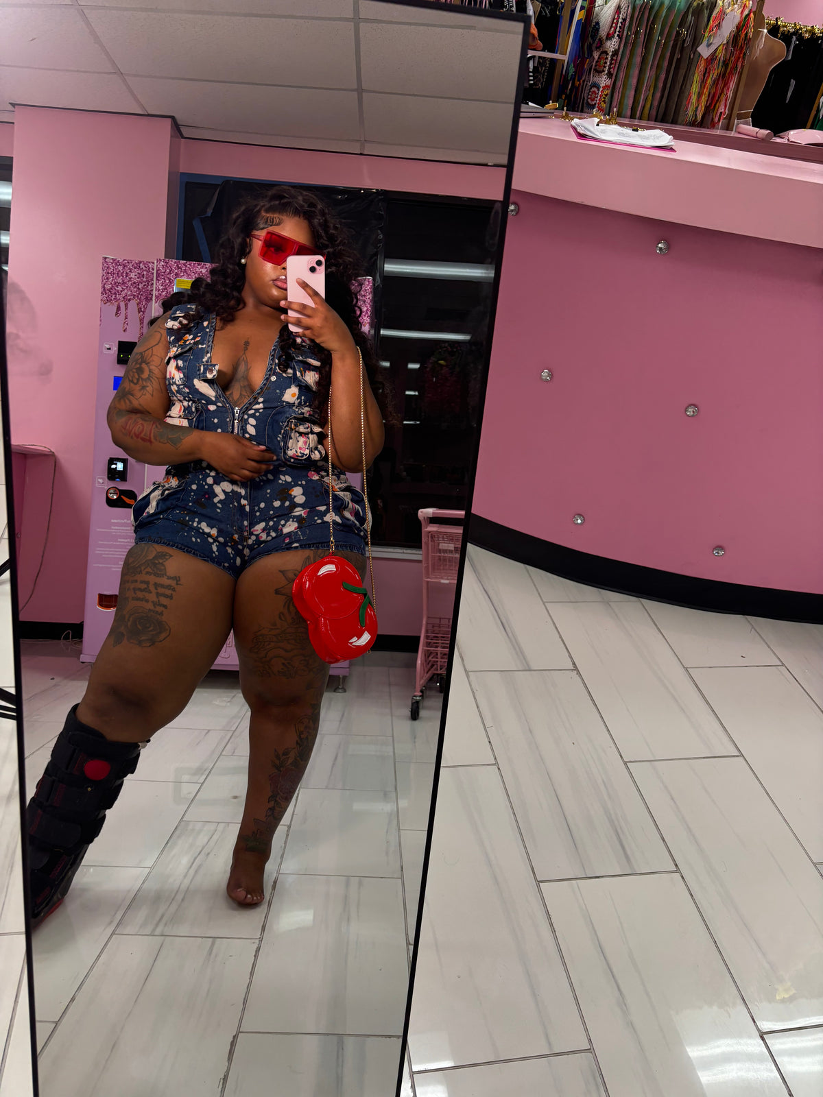 The Splatter Cargo Denim Short Set