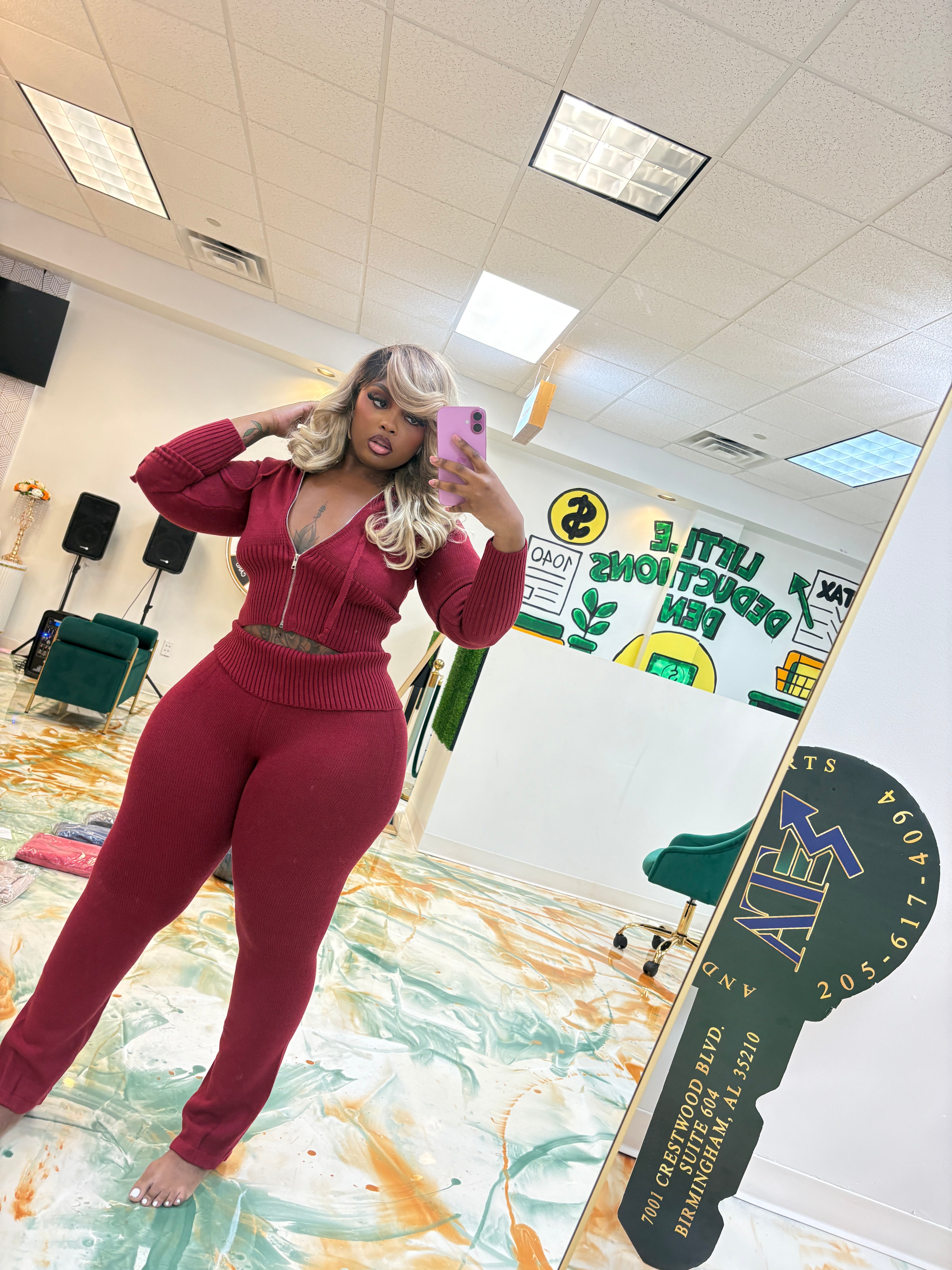 The Knitted Zip Up Hoodie Pants Set