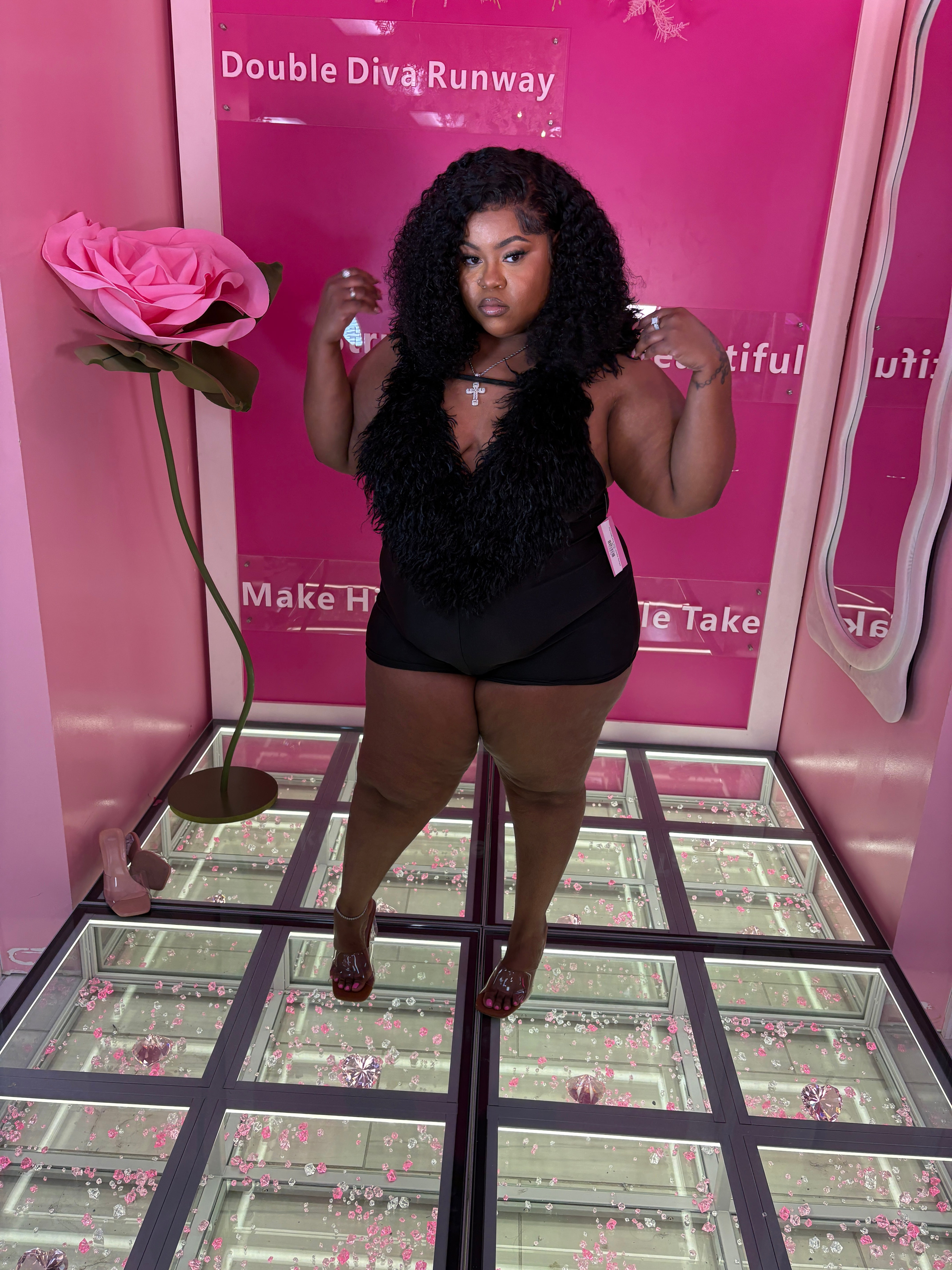 The Fluffy Plus Girly Hooded Romper