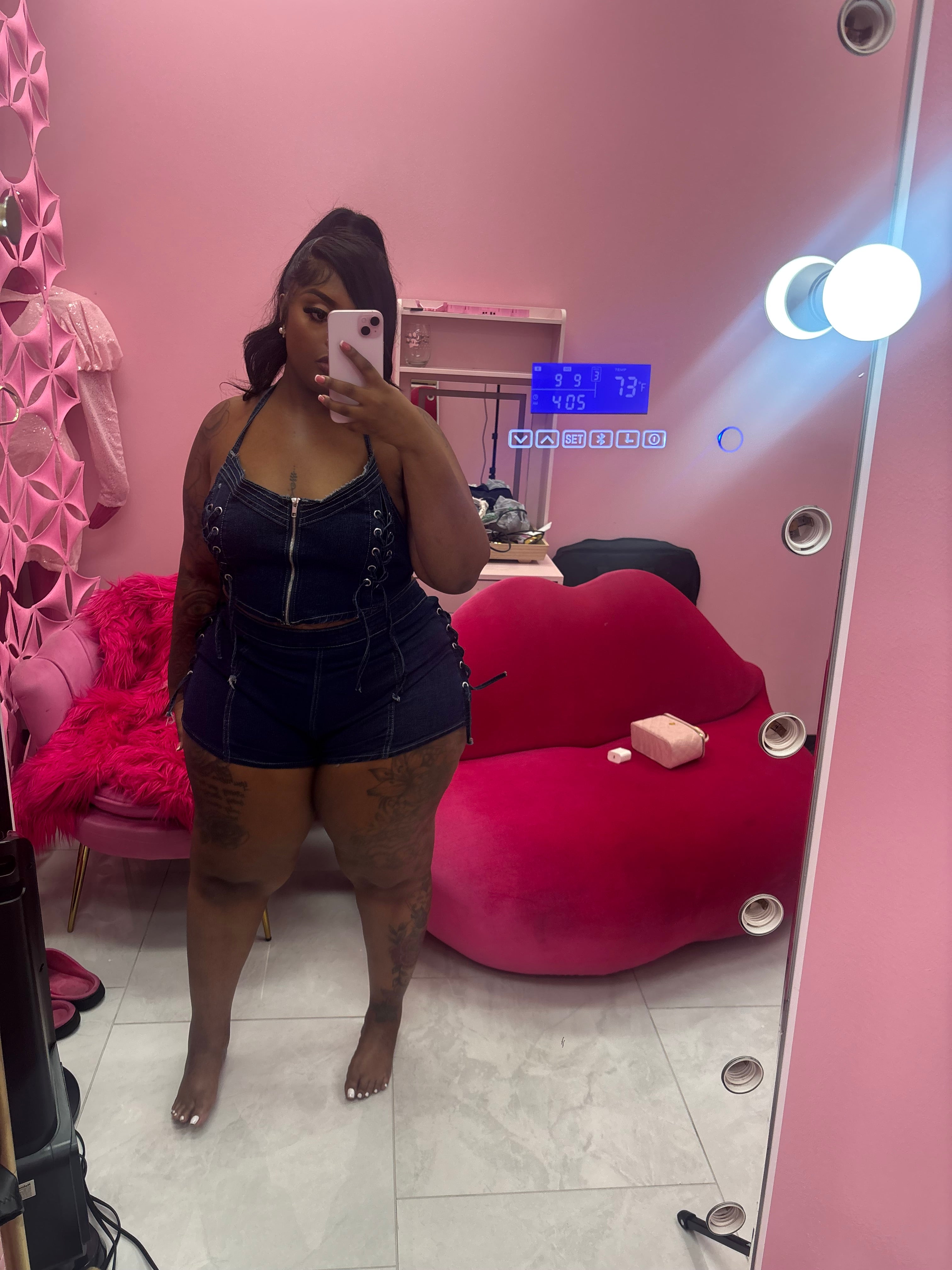 Itgirl Blue Jean 2 Piece Short Set