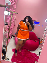 Prissy Collar Knit Top & Skort Set