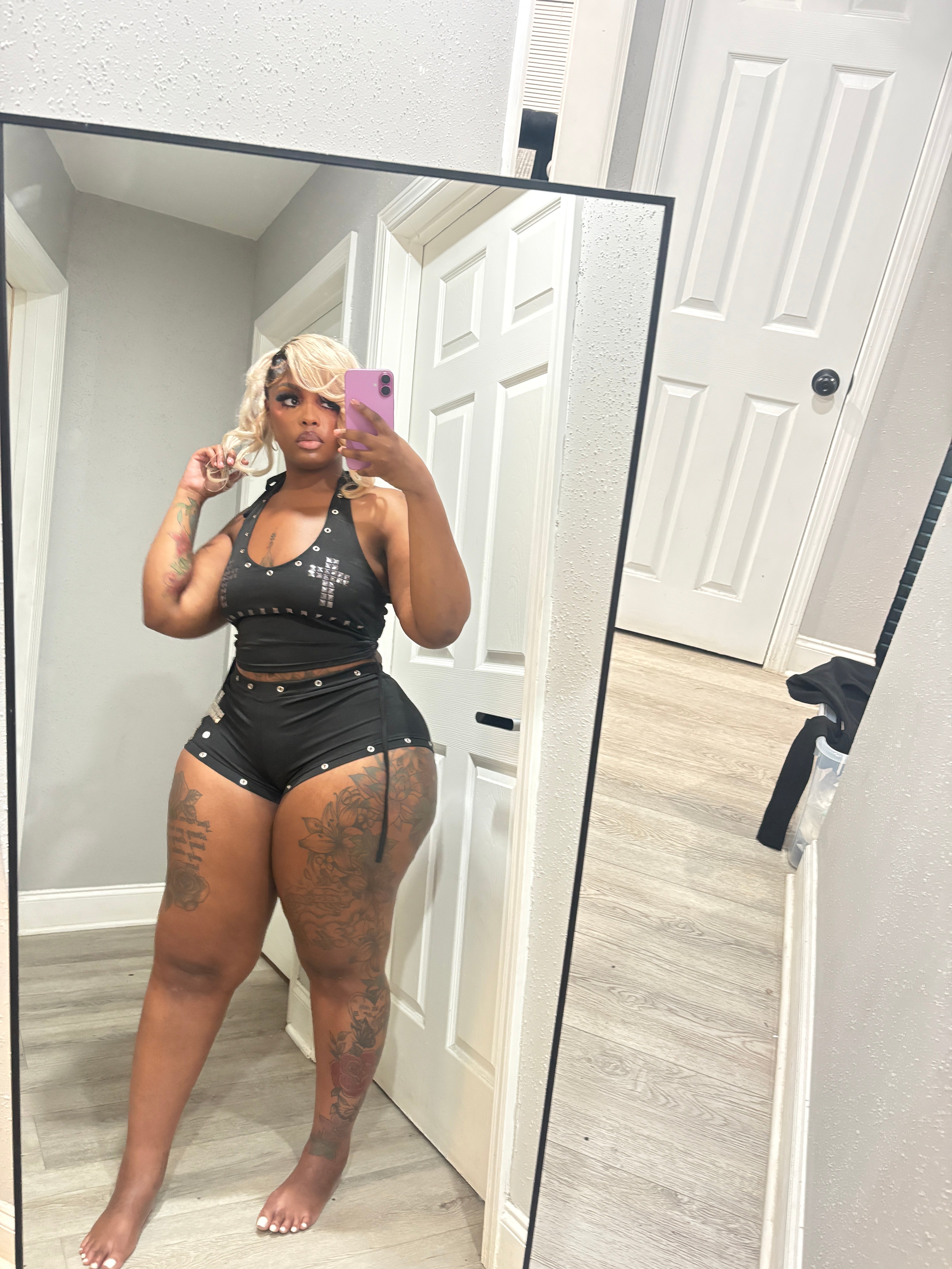 Studded Cross Short Set