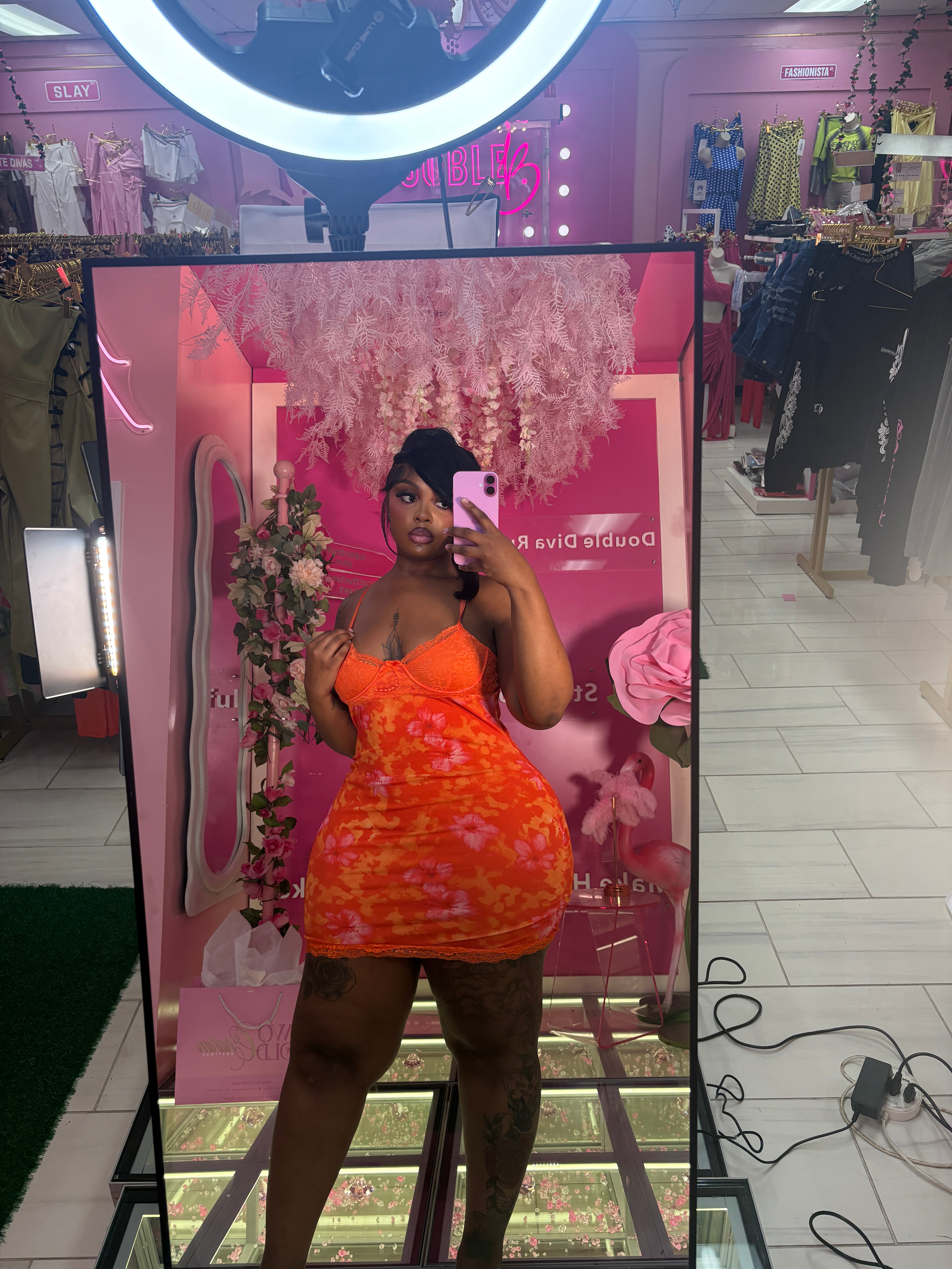 The Viral Georgia Peach Fitted Dress