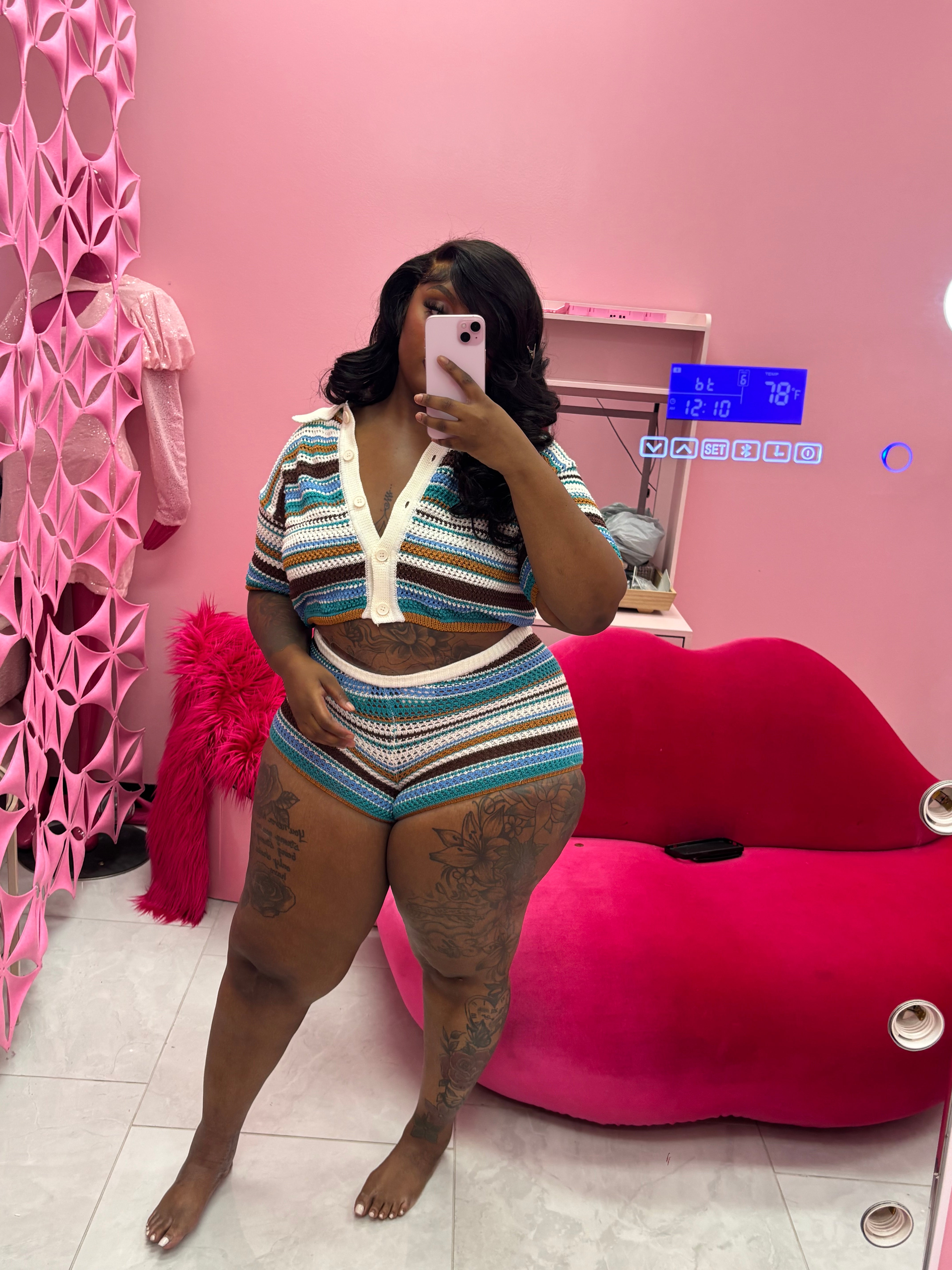 The Knit multi Color Short Set