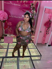Pink Cheetah Floral Swim Scarf Set