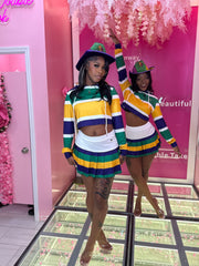 Madi gras hoodie skirt set