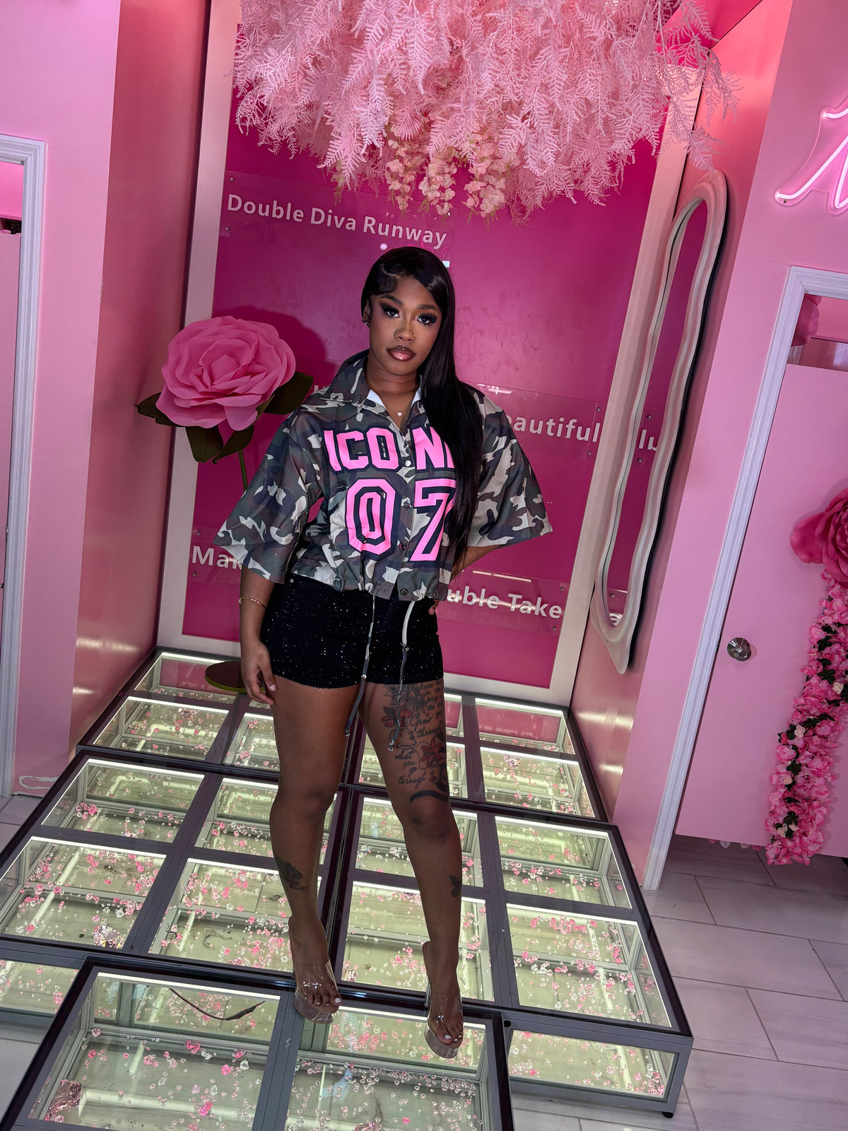 Comin' Thur Shining Rhinestone Shorts