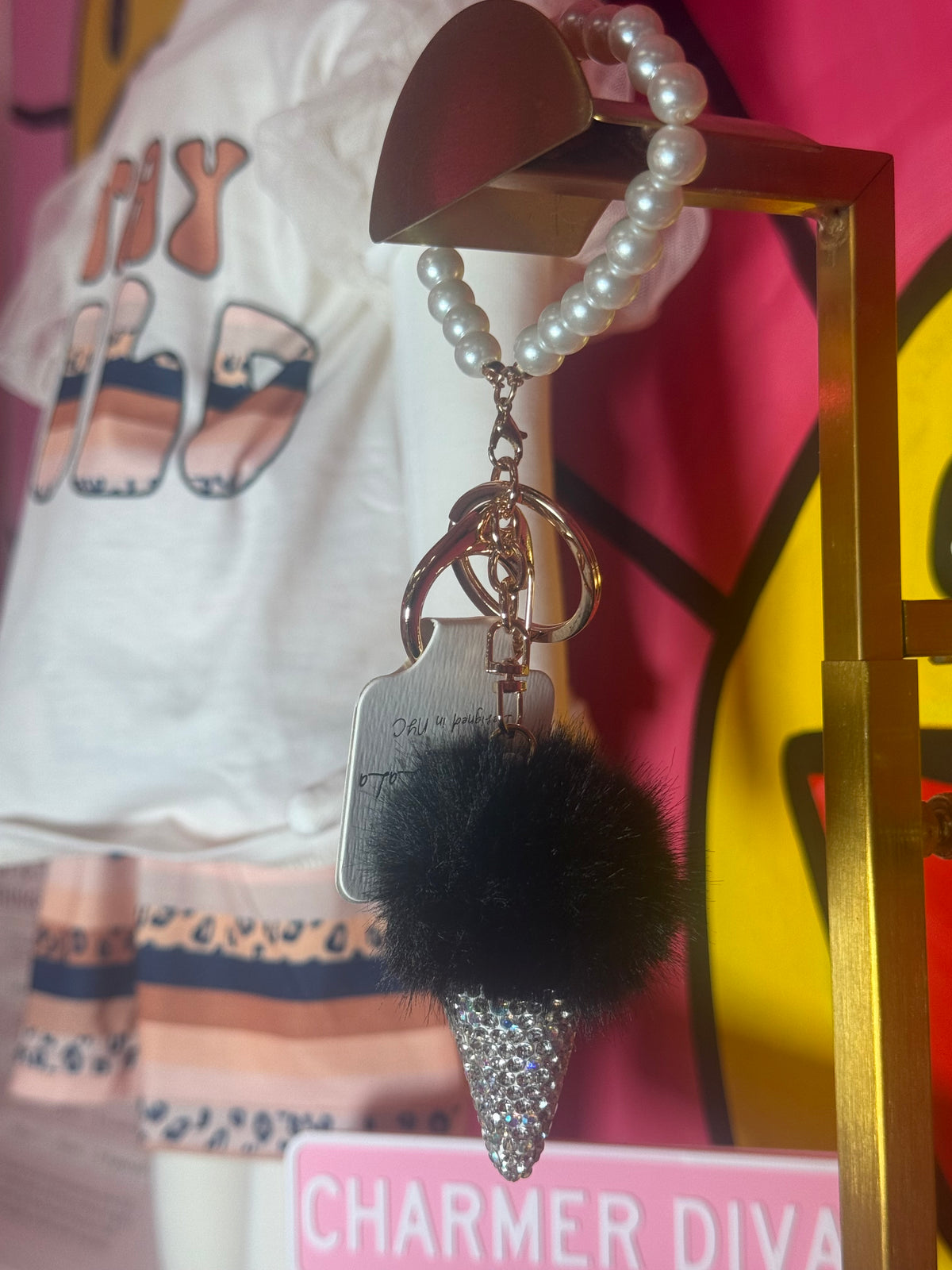 Ice cream with pearls keychain