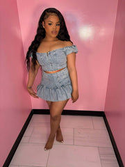 Halter Jean Corset Skirt Set