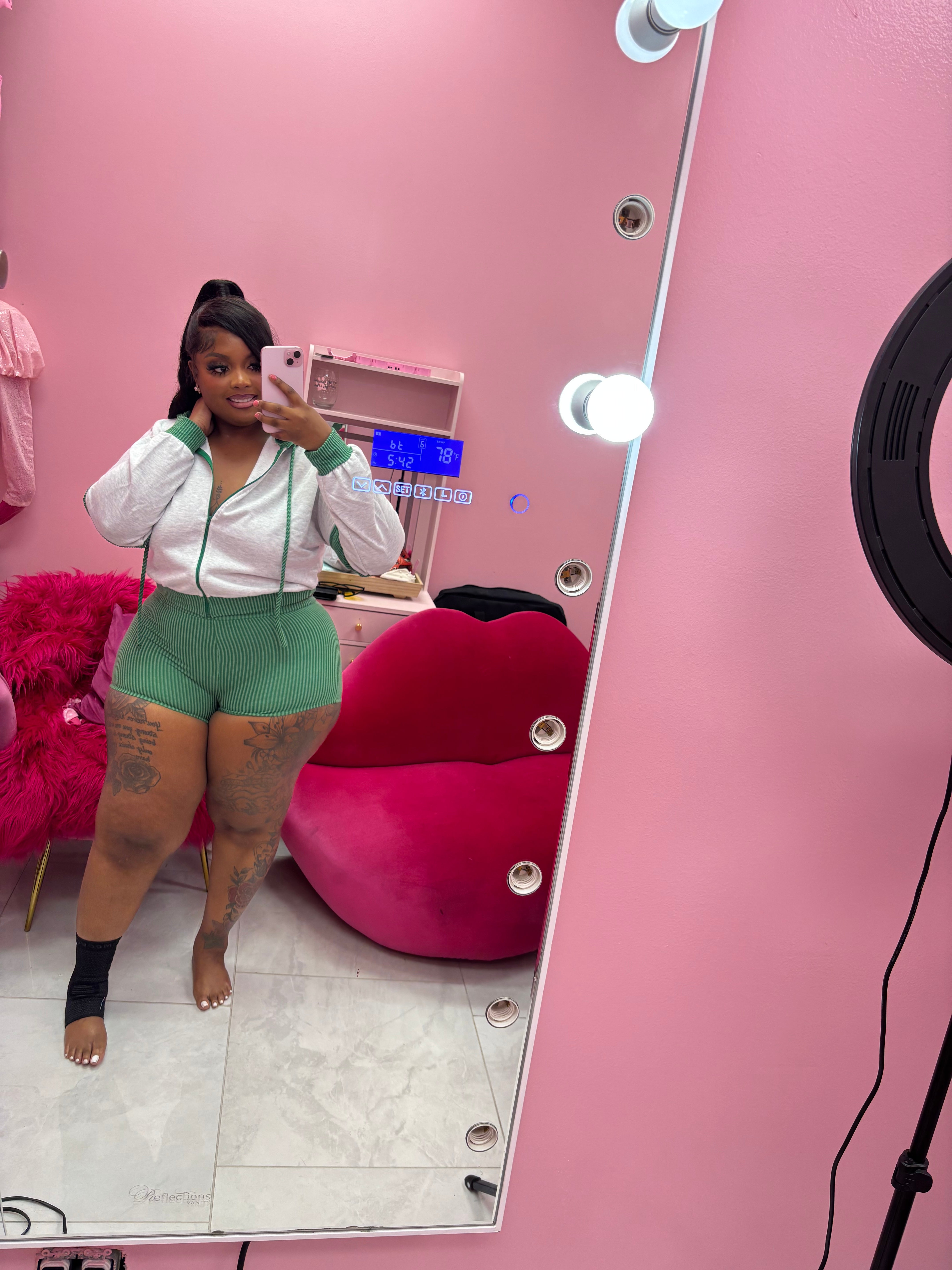 The Color Block Hoodie Short Set