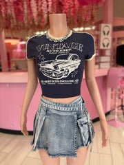 Denim Skort with belt