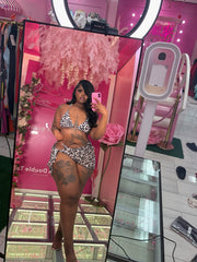 Three piece cheetah girl swimming suit