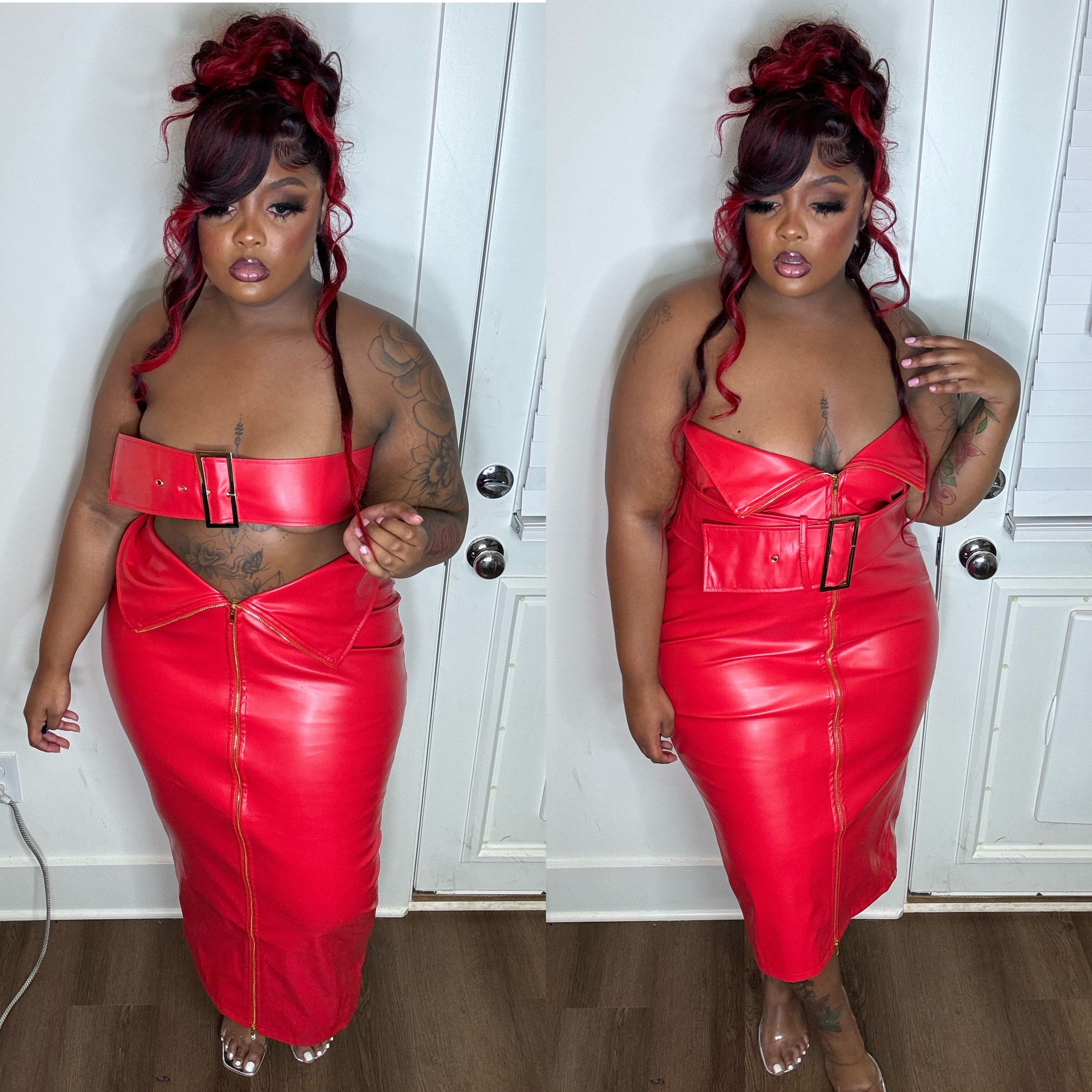 Zip Me Up Halter Leather skirt Set|Dress Twofold Charm Boutique Zip Me Up Halter Leather skirt Set|Dress Twofold Charm Boutique