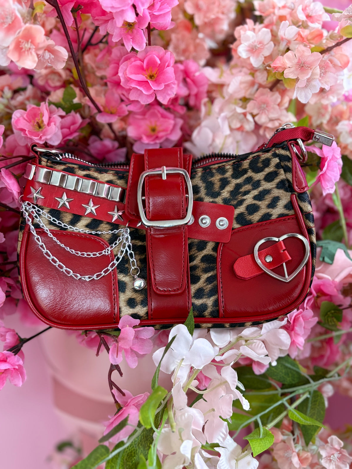 Red Starlet buckle handbag(cheetah)