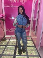 The Flower Jean Pants Set