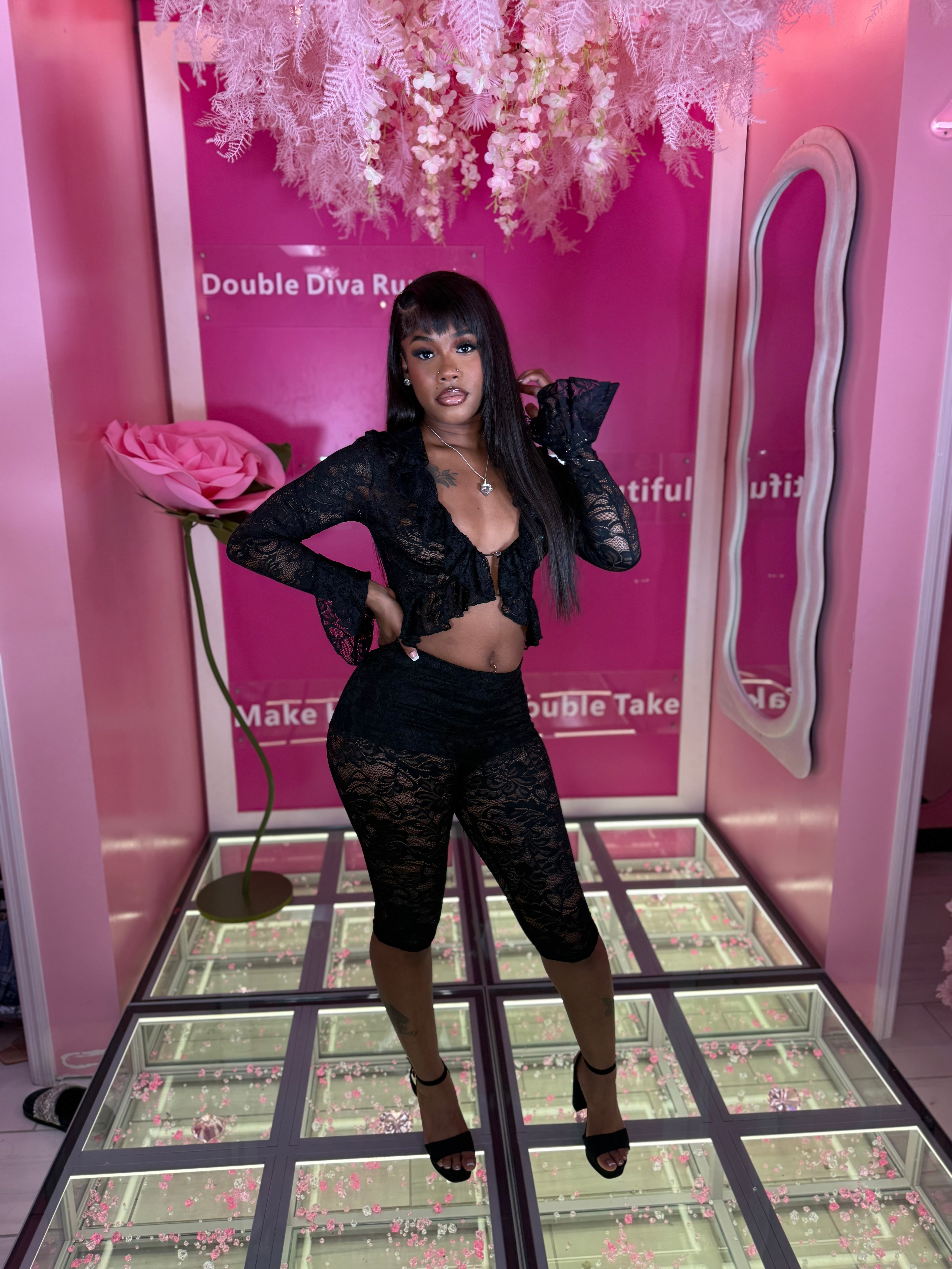 Black Lacey Night Out Set