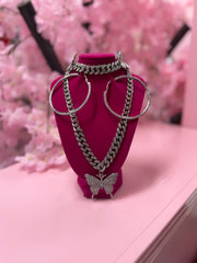 The Butterfly Cuban Necklace and Bracelet Set