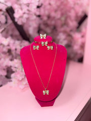 It Girl Simple 4pc Bow Bracelet and Necklace Set