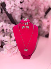 It Girl Simple 4pc Bow Bracelet and Necklace Set
