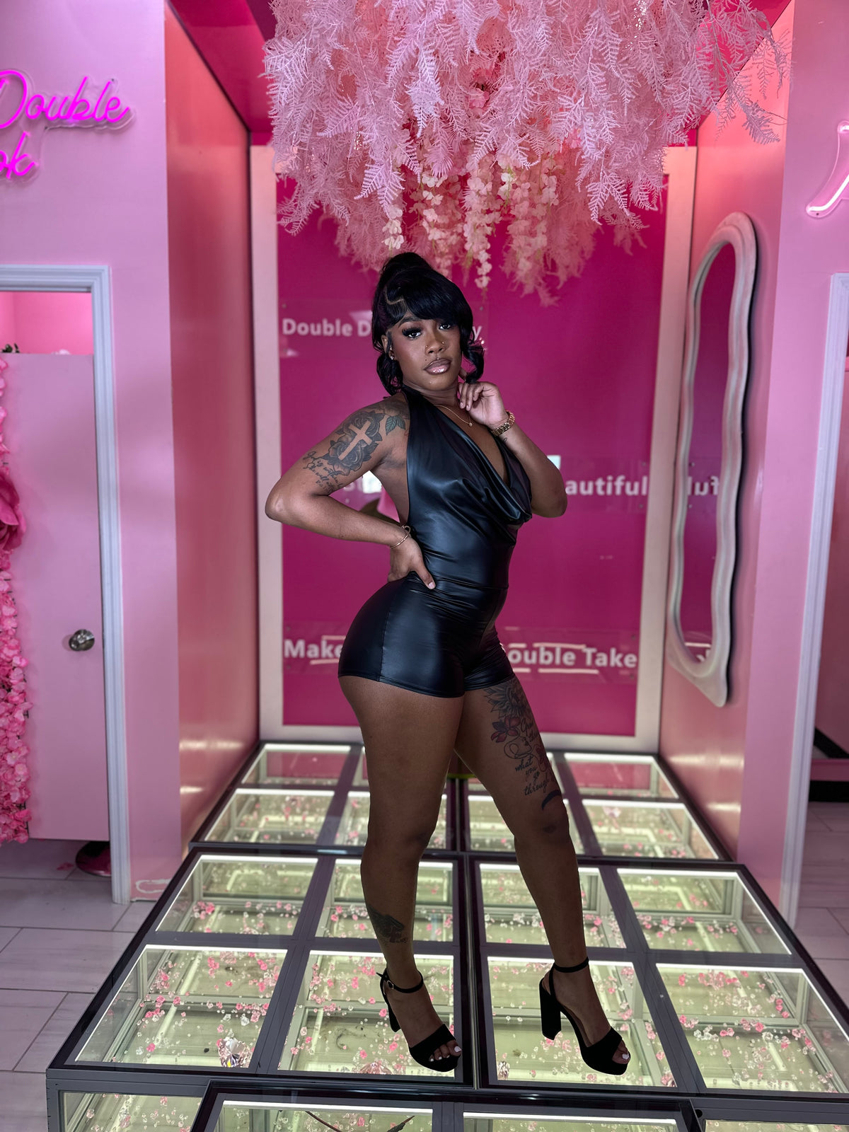 Back Out Halter Lether Romper