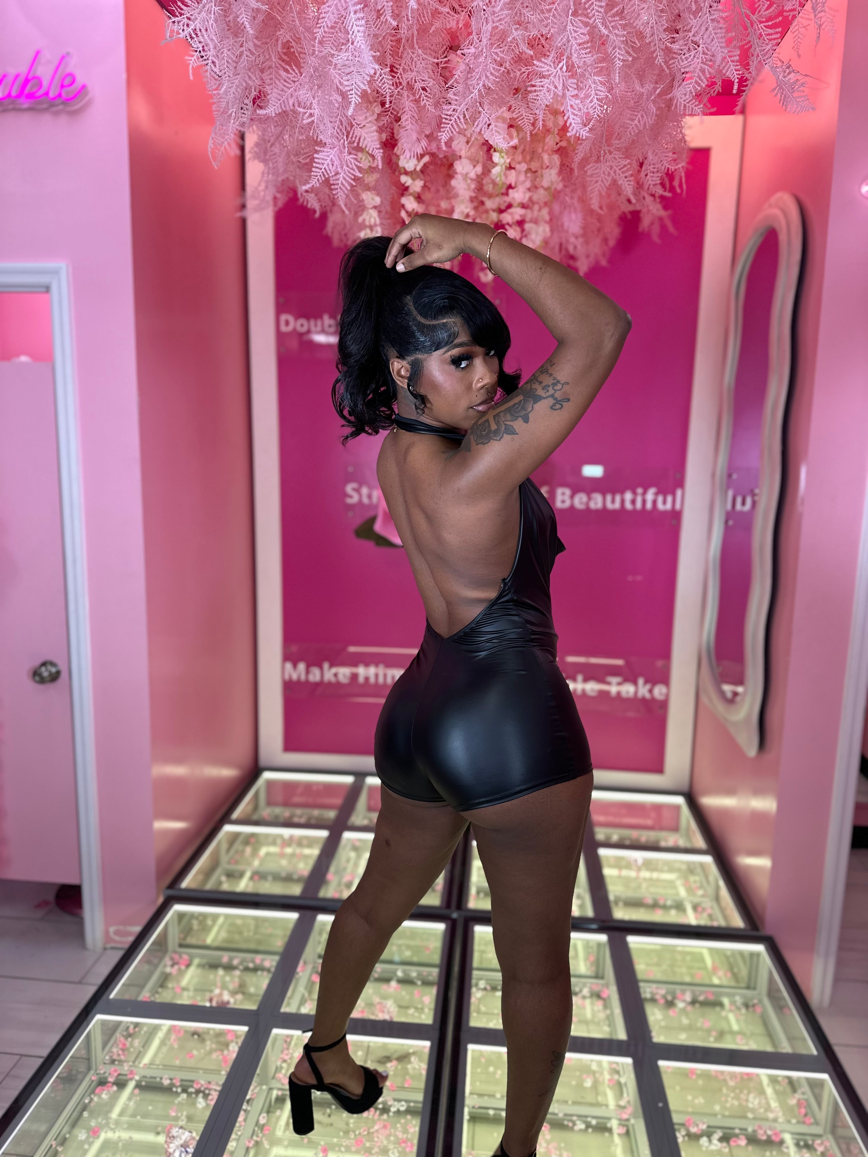 Back Out Halter Lether Romper