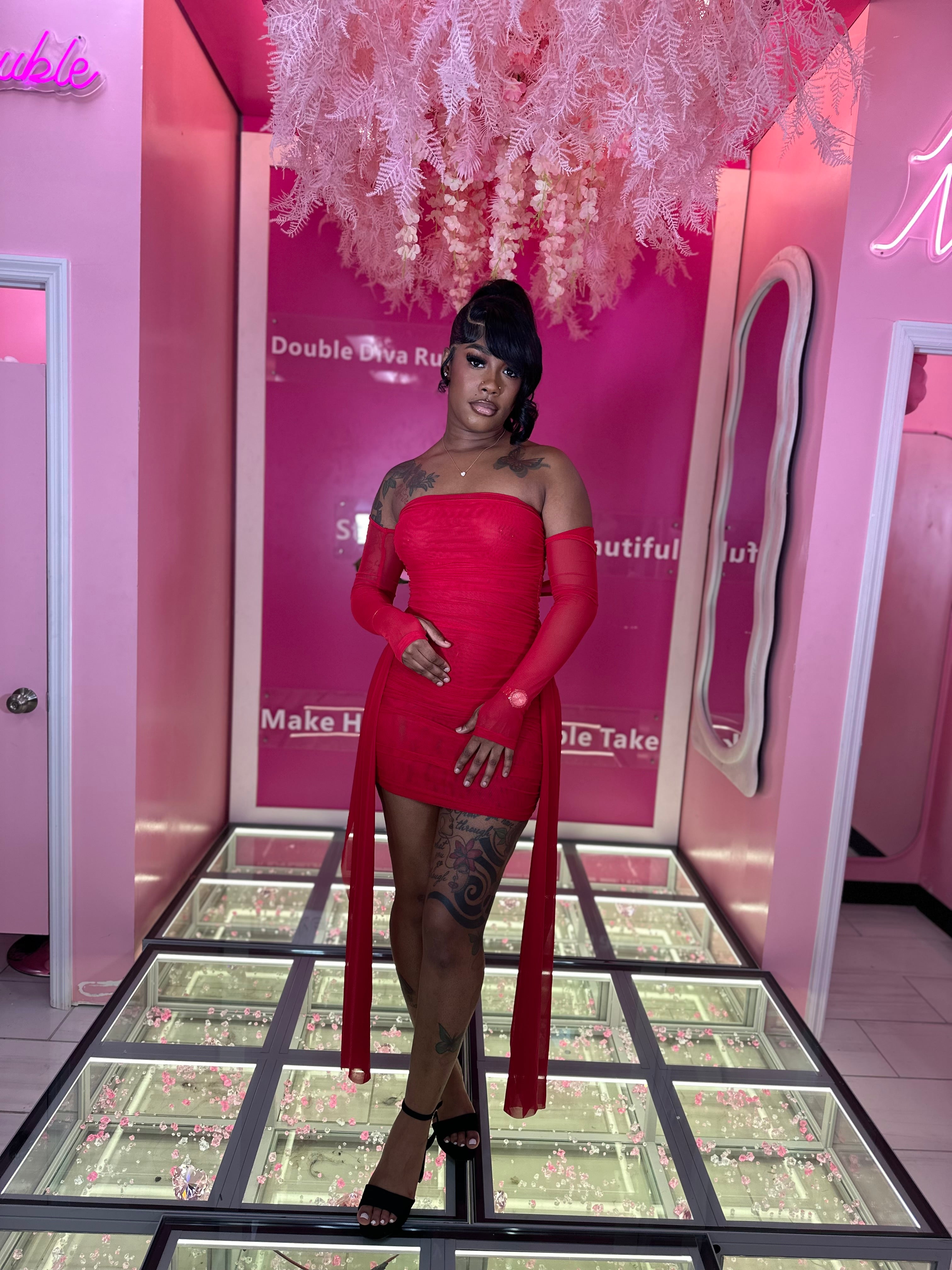 His Fave Girl Date Night Sheer 2pc Dress