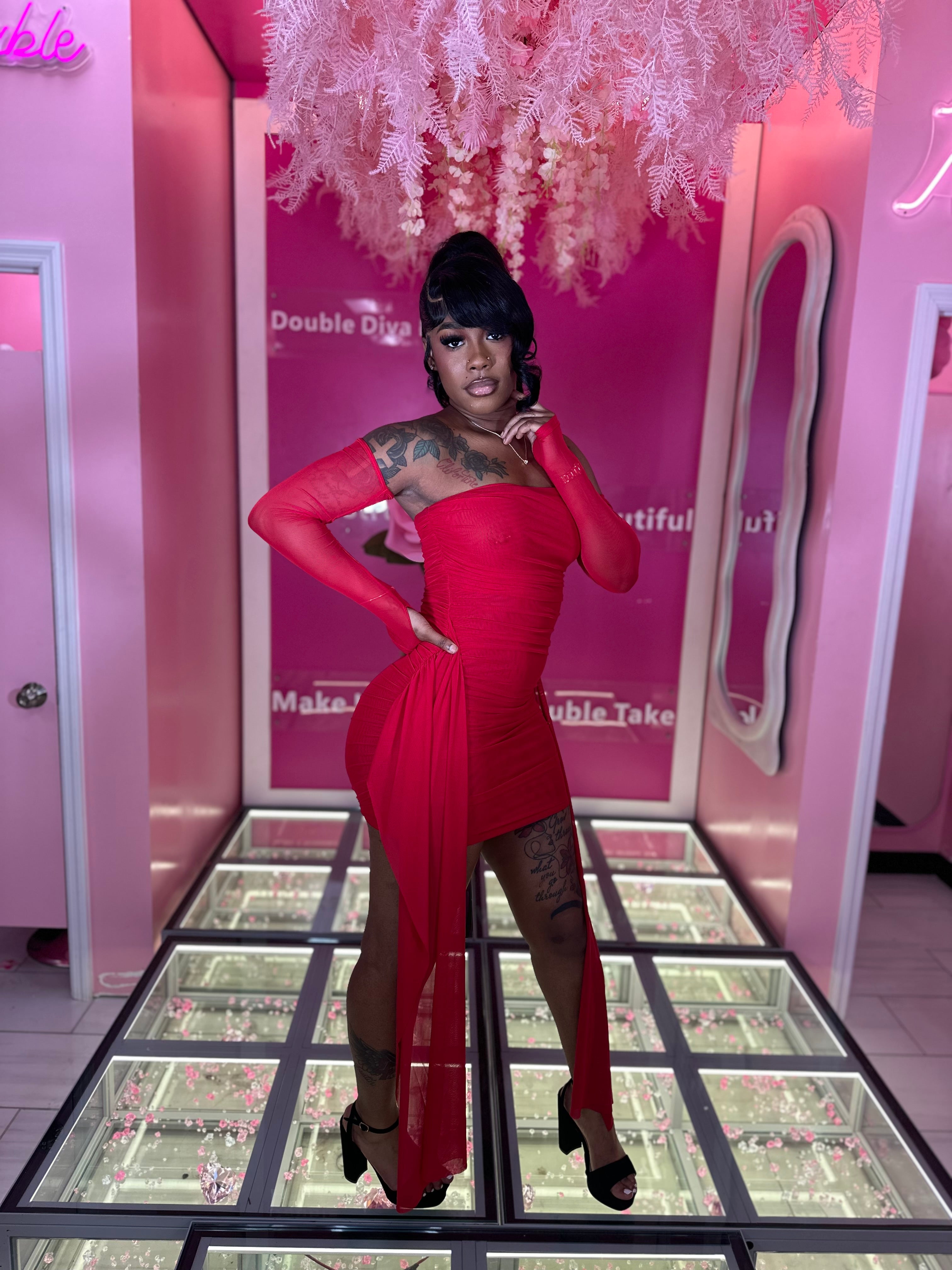 His Fave Girl Date Night Sheer 2pc Dress