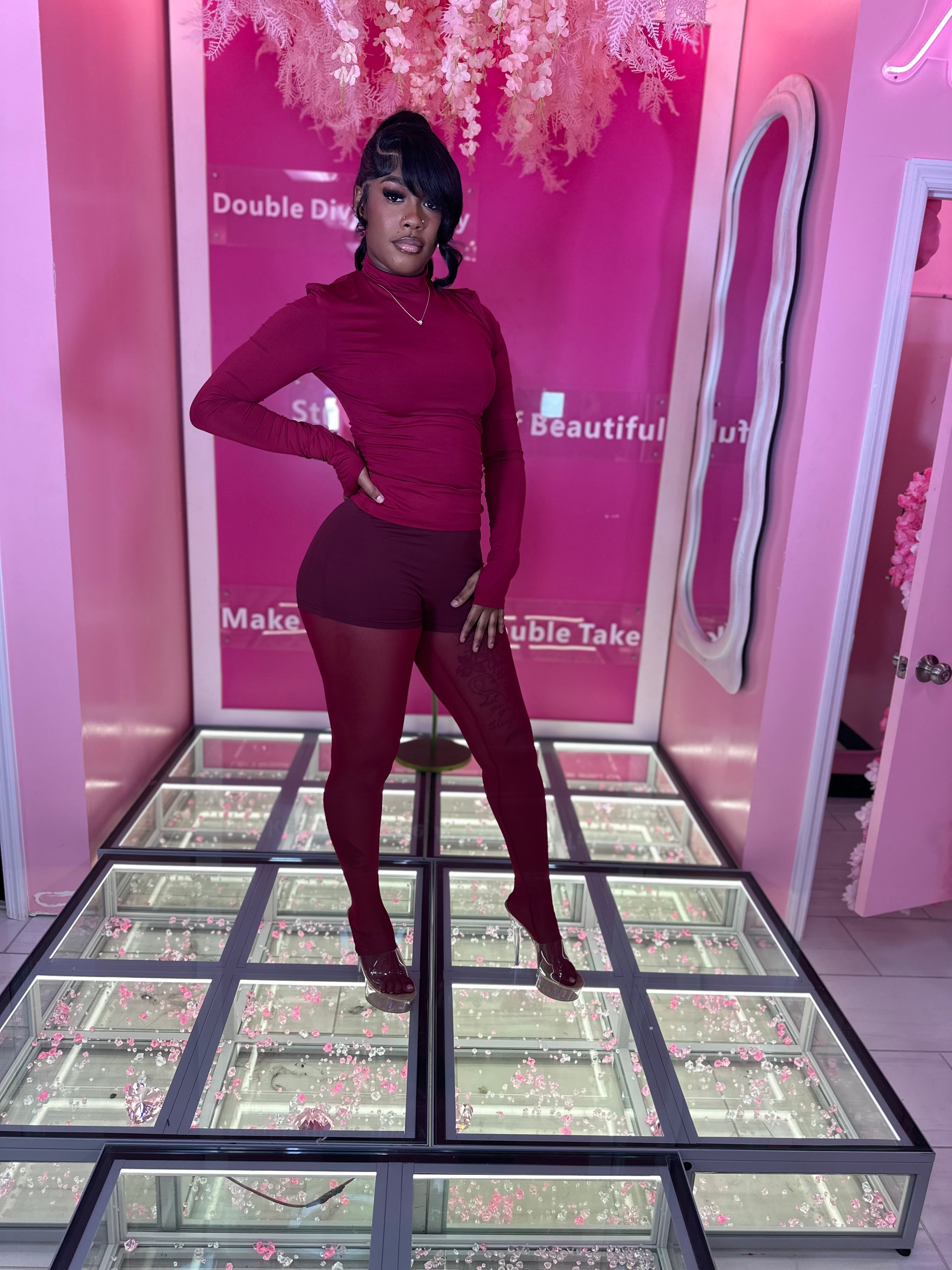 Keepin' It Simple 3 Piece Long Sleeve Short Set w/ Sheer Leggins