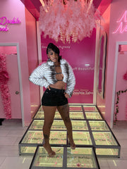 96' Lil Kim Fur Crop Buckle Jacket