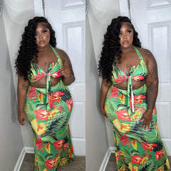 Tropical Vibes Long Skirt Set Plus